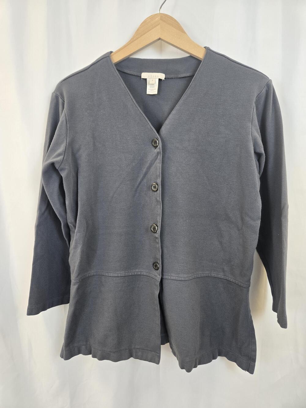 J. Jill Sweater Cardigan Womens Small Gray Button Front 3/4 Sleeve Knit Top